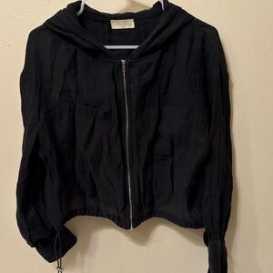 Women's Black Hooded Jacket seethrough